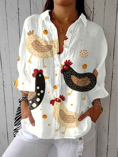 Women's Funny Chick Art Print Casual 100% Cotton Wide Leg Jumpsuit