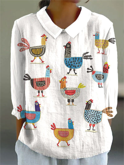 Women's Funny Chick Art Print Casual 100% Cotton Wide Leg Jumpsuit