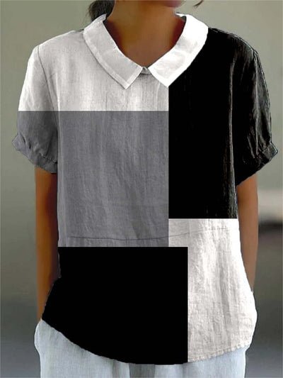 Women's Abstract Geometric Pattern Art Print Casual 100% Cotton Wide Leg Jumpsuit