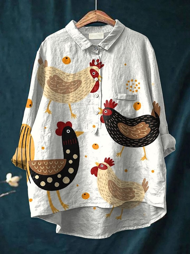 Women's Funny Chick Art Print Casual 100% Cotton Wide Leg Jumpsuit