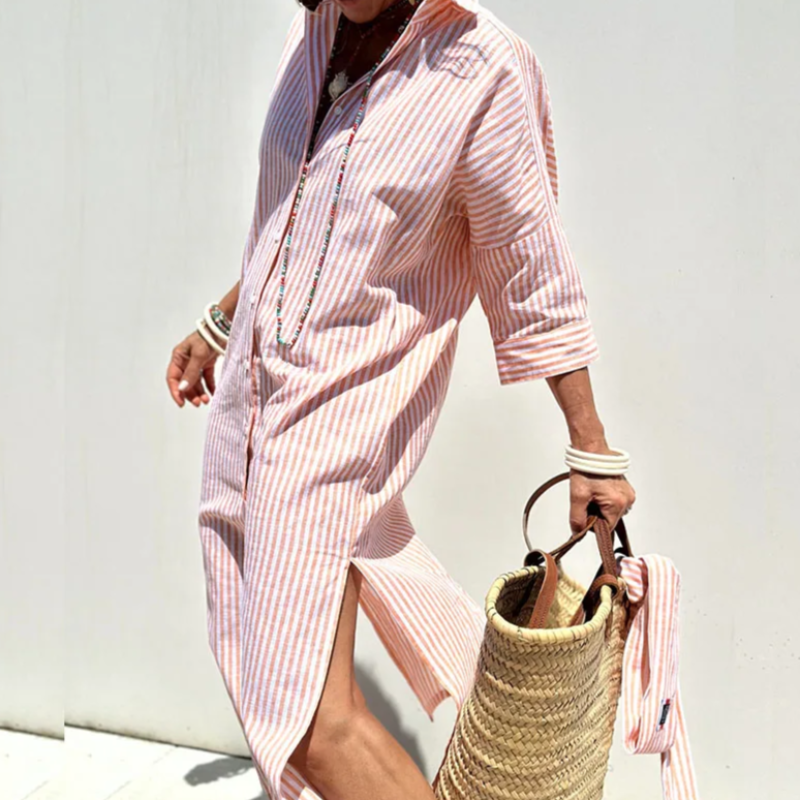 Jasmine | Coastal Stripe Shirt Dress