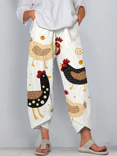 Women's Funny Chick Art Print Casual 100% Cotton Wide Leg Jumpsuit